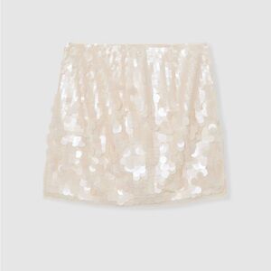 Reiss Sequined Mini Skirt in Cream, Matching top available. NWT